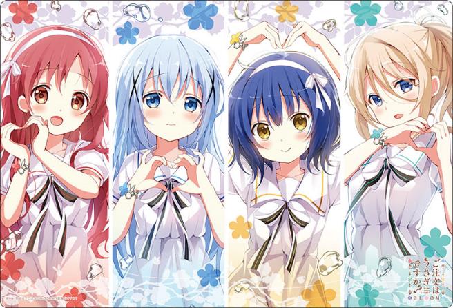 Bushiroad Rubber Mat Collection V2 Vol. 849 "Gochumon wa Usagi Desu ka? Bloom" Chino & Maya & Megu & Aoyama Blue Mountain