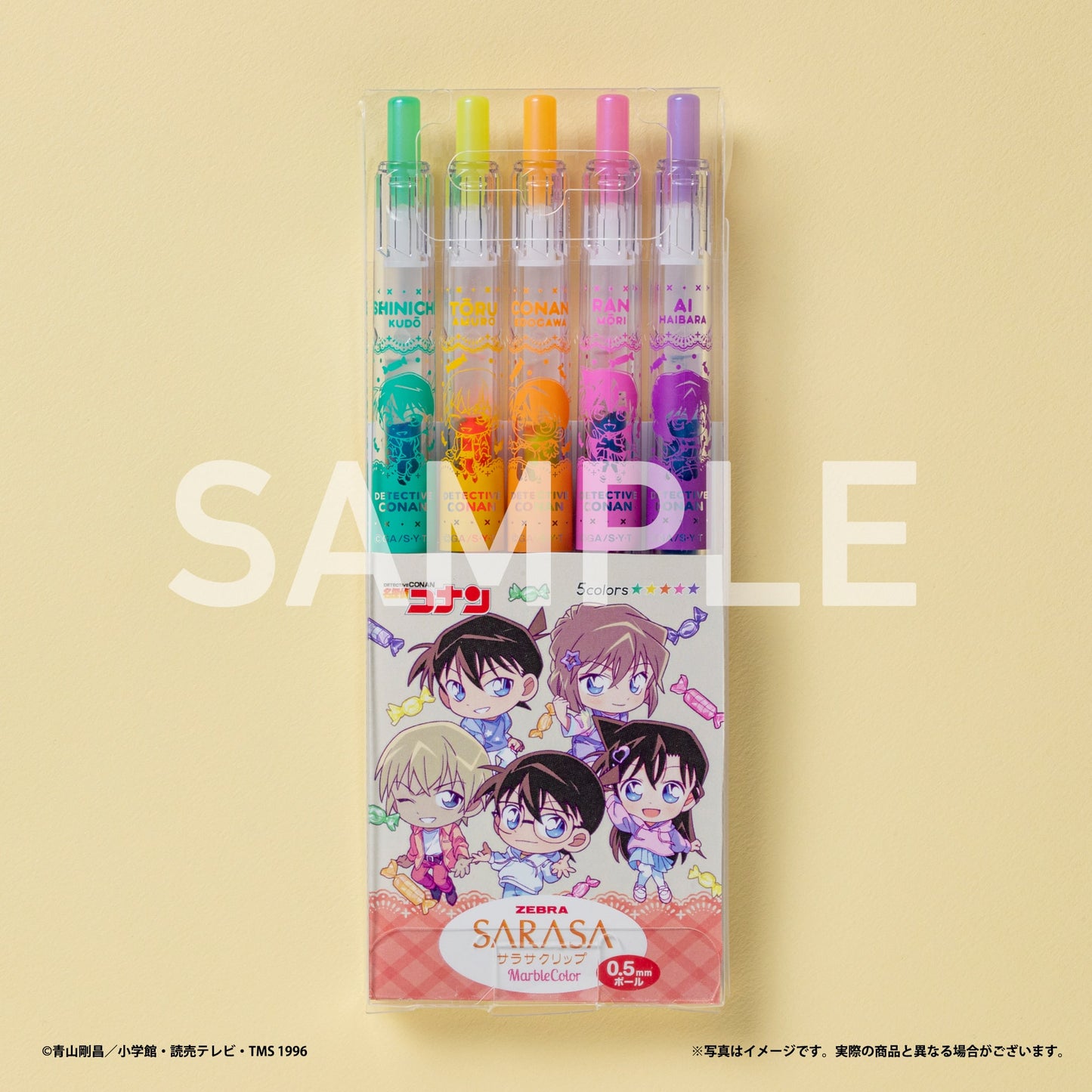 Detective Conan" SARASA Clip Color Ballpoint Pen 5 Set Ramune Ver.