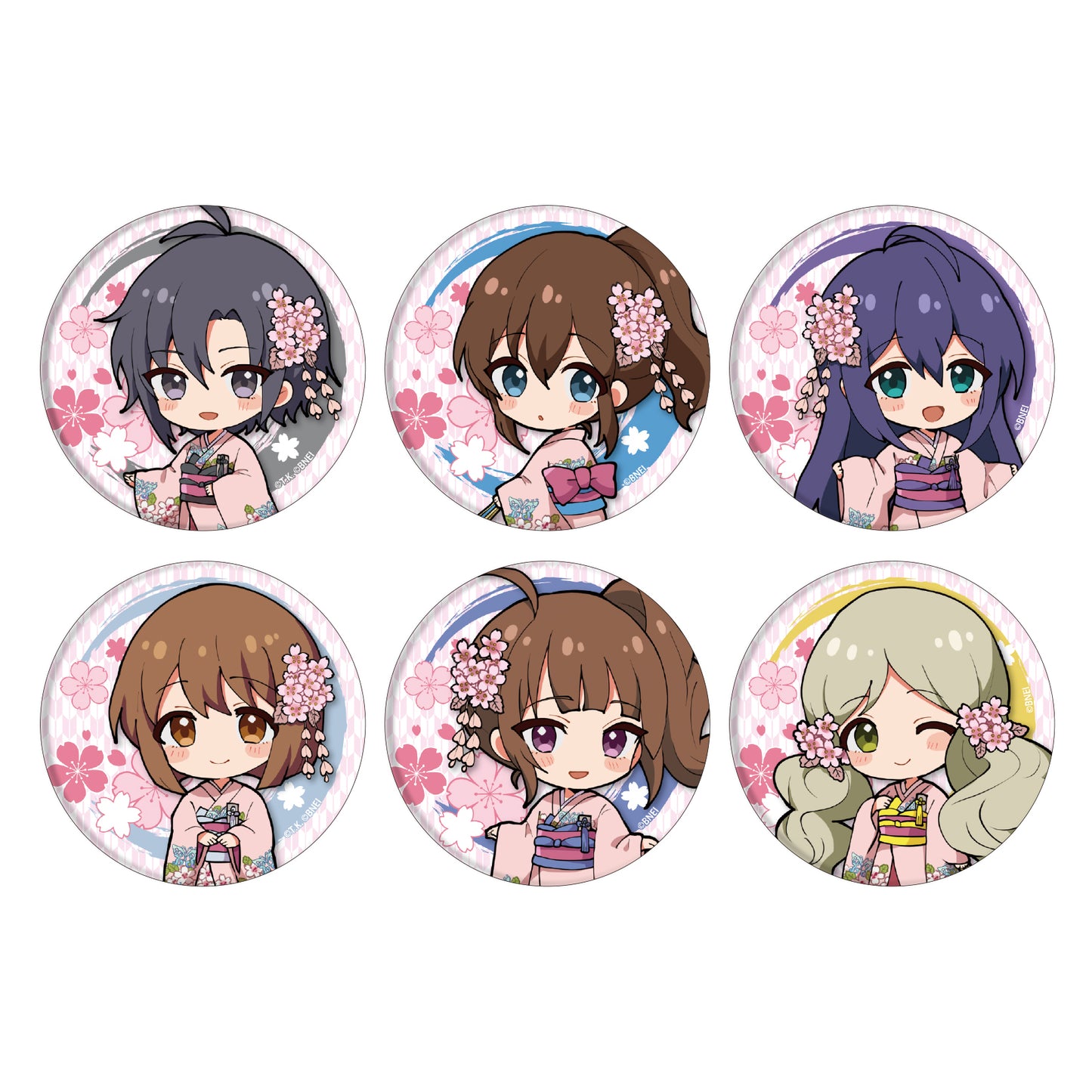 Can Badge "The Idolmaster Million Live!" 06 Cherry Blossom Kimono Ver. (Mini Character Illustration)