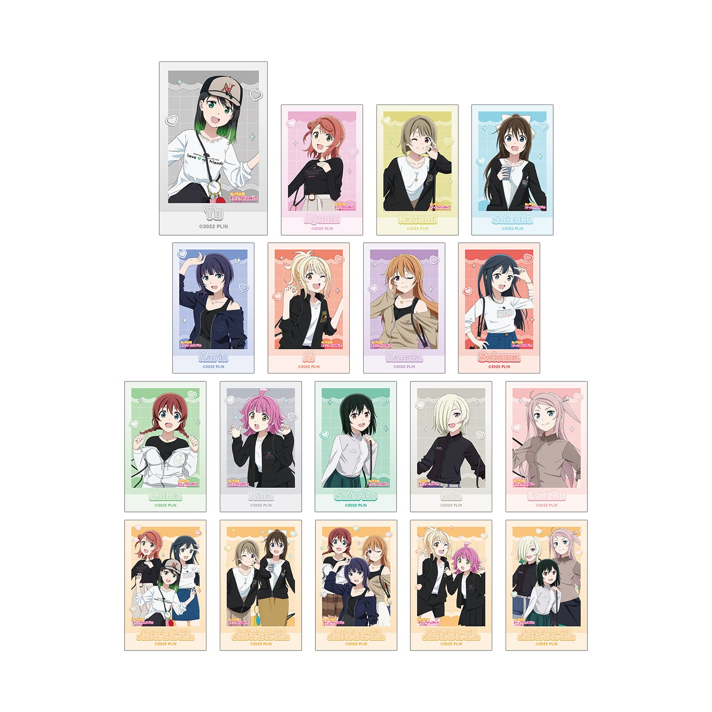 "Love Live! Nijigasaki Academy School Idol Club" Original Illustration Matching Coordinate Ver. Trading Instant Camera Style Illustration Card 2 Set