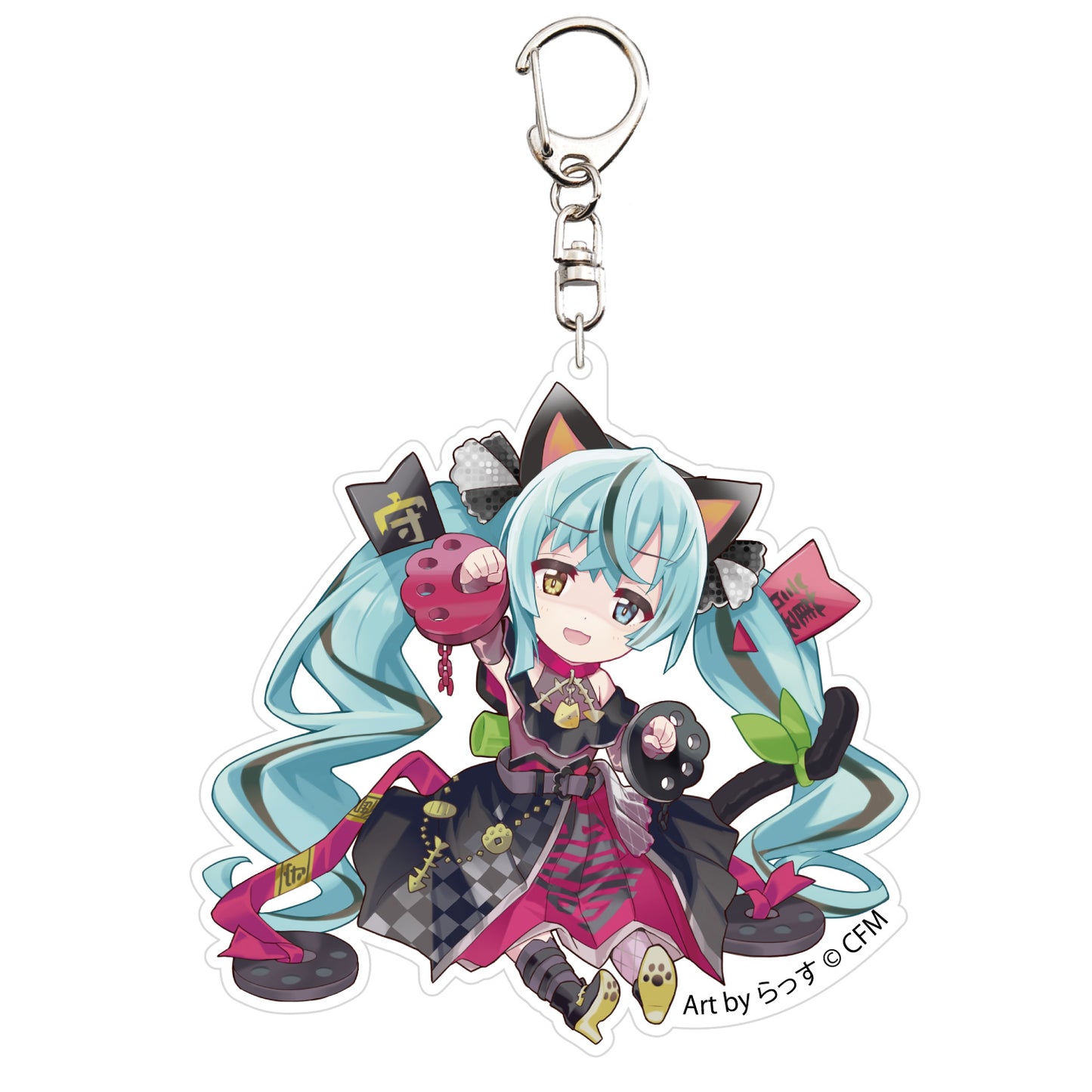 Hatsune Miku x Maneki-neko Acrylic Key Chain Art by Rassu - Black Cat