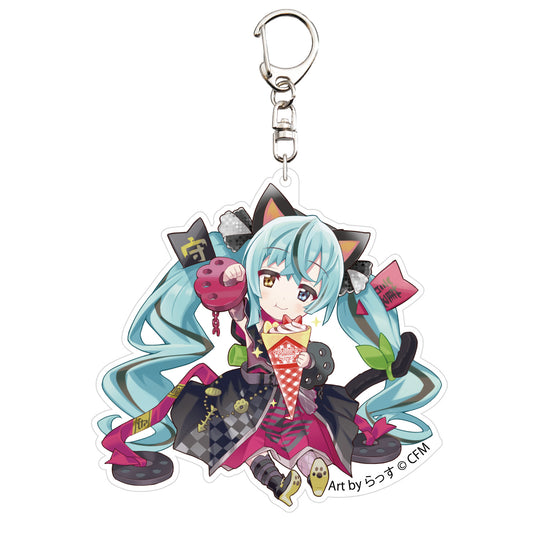 Hatsune Miku x Maneki-neko Acrylic Key Chain Art by Rassu - Black Cat