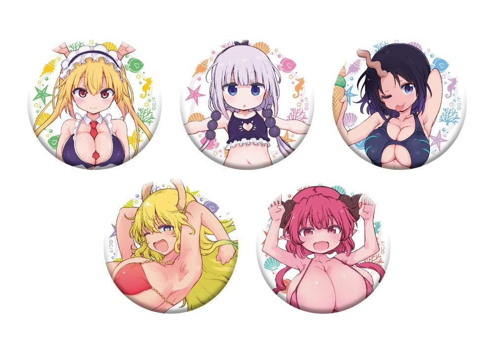 "Miss Kobayashi's Dragon Maid" Original Illustration Can Badge Collection Swimwear Ver.