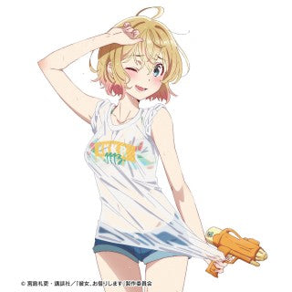 "Rent-A-Girlfriend" Original Illustration Nanami Mami Beach Date Ver. Big Silhouette T-shirt (Unisex XL Size)